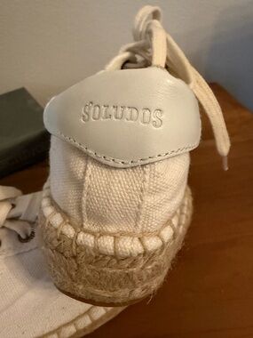 Soludos Cream Canvas Espadrille Sneaker with Jute Sole